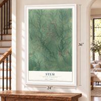 Stem, North Carolina map, 24 x 36 inch print in a white frame by a staircase