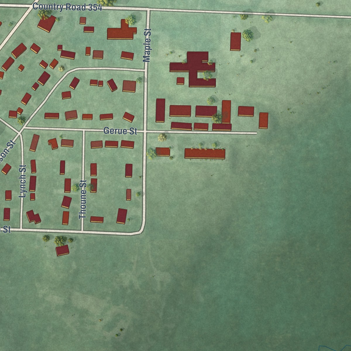 Second close-up of the map of Stephenson, Michigan print showing more streets and buildings