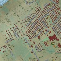 Second close-up of the map of Stephenville, Texas print showing more streets and buildings