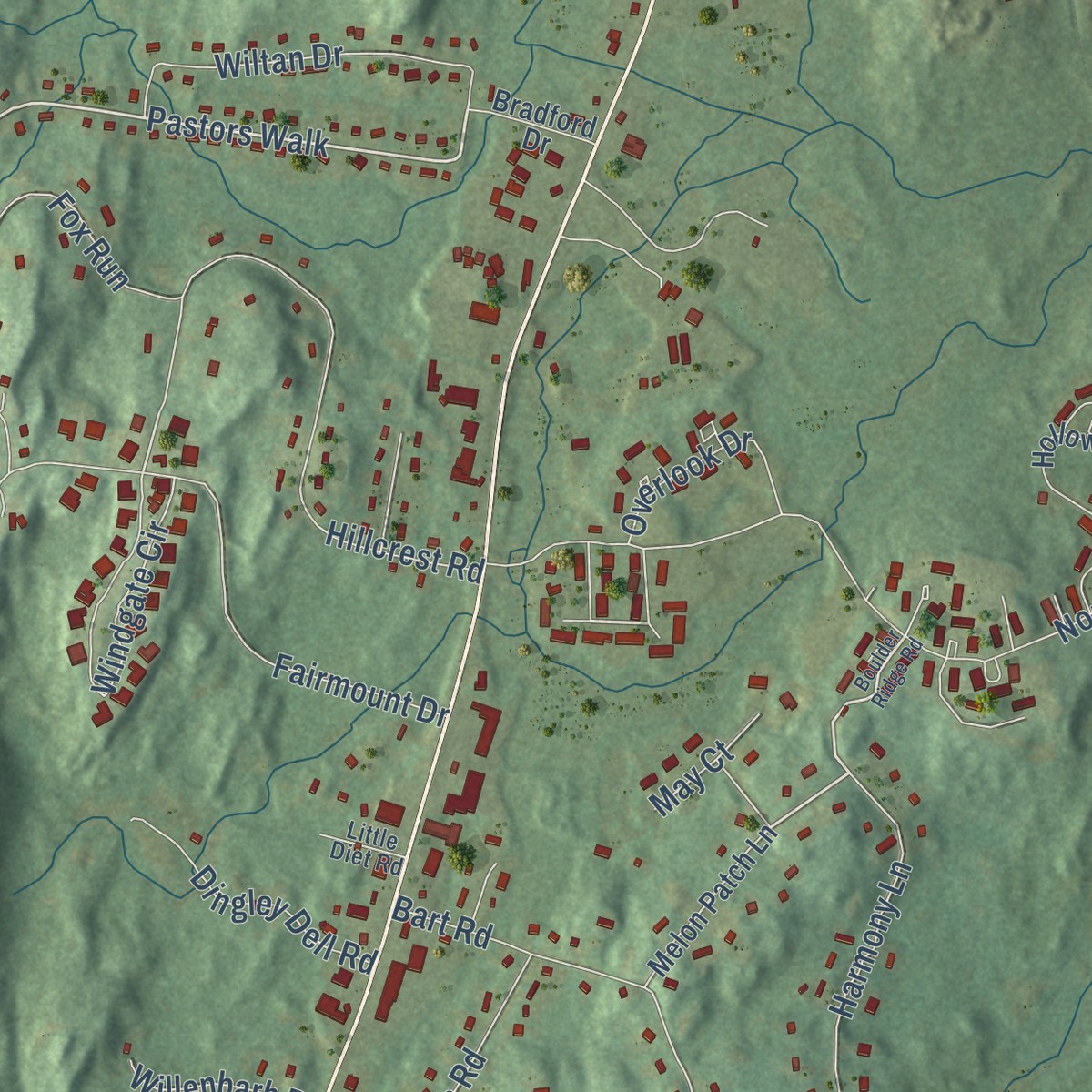Second close-up of the map of Stepney, Connecticut print showing more streets and buildings