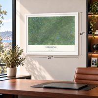 Sterling, Alaska map, 18 x 24 inch print in a white frame in a home office