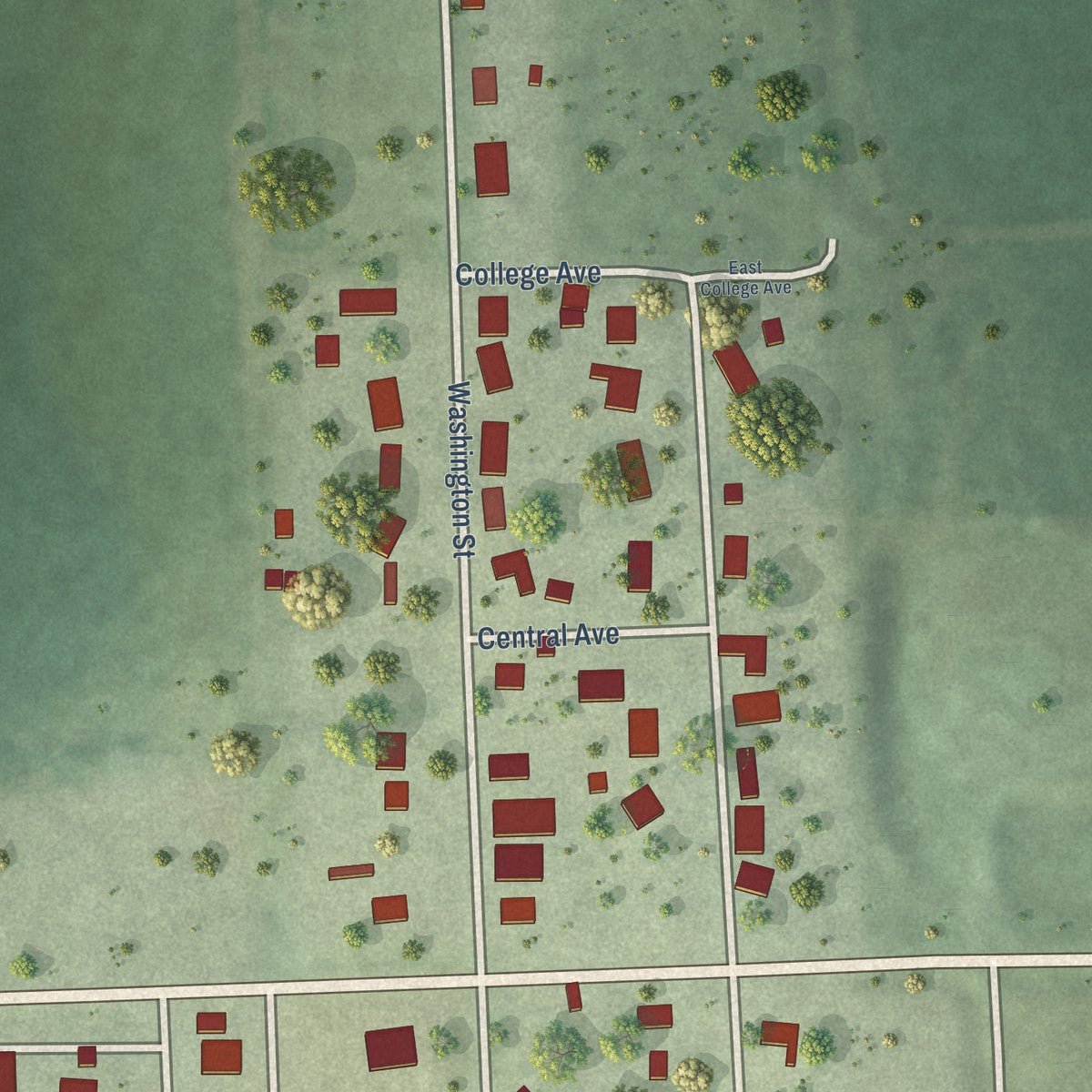 Second close-up of the map of Sterling, Nebraska print showing more streets and buildings
