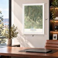 Sterling, Pennsylvania map, 18 x 24 inch print in a white frame in a home office