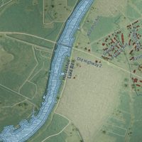 Second close-up of the map of Sterlington, Louisiana print showing more streets and buildings