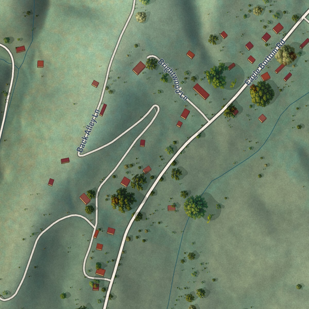 Second close-up of the map of Stevens Creek, Virginia print showing more streets and buildings