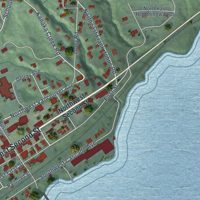 Second close-up of the map of Stevenson, Washington print showing more streets and buildings