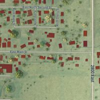 Second close-up of the map of Stewardson, Illinois print showing more streets and buildings