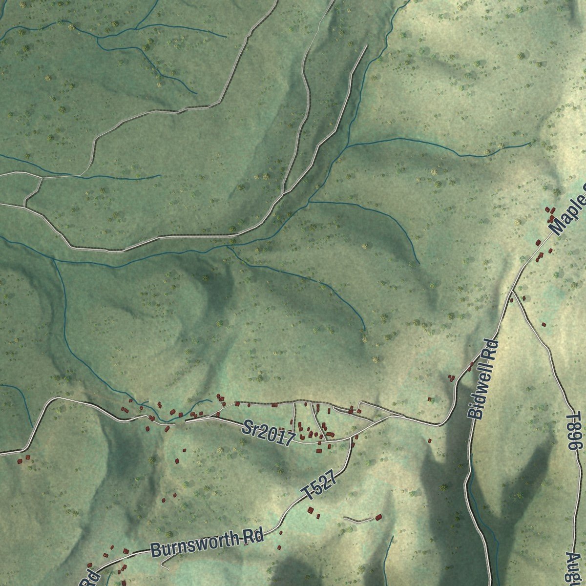 Second close-up of the map of Stewart, Pennsylvania print showing more streets and buildings