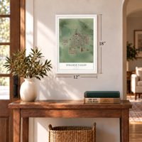 Stillman Valley, Illinois map, 12 x 18 inch print in a white frame in an entryway