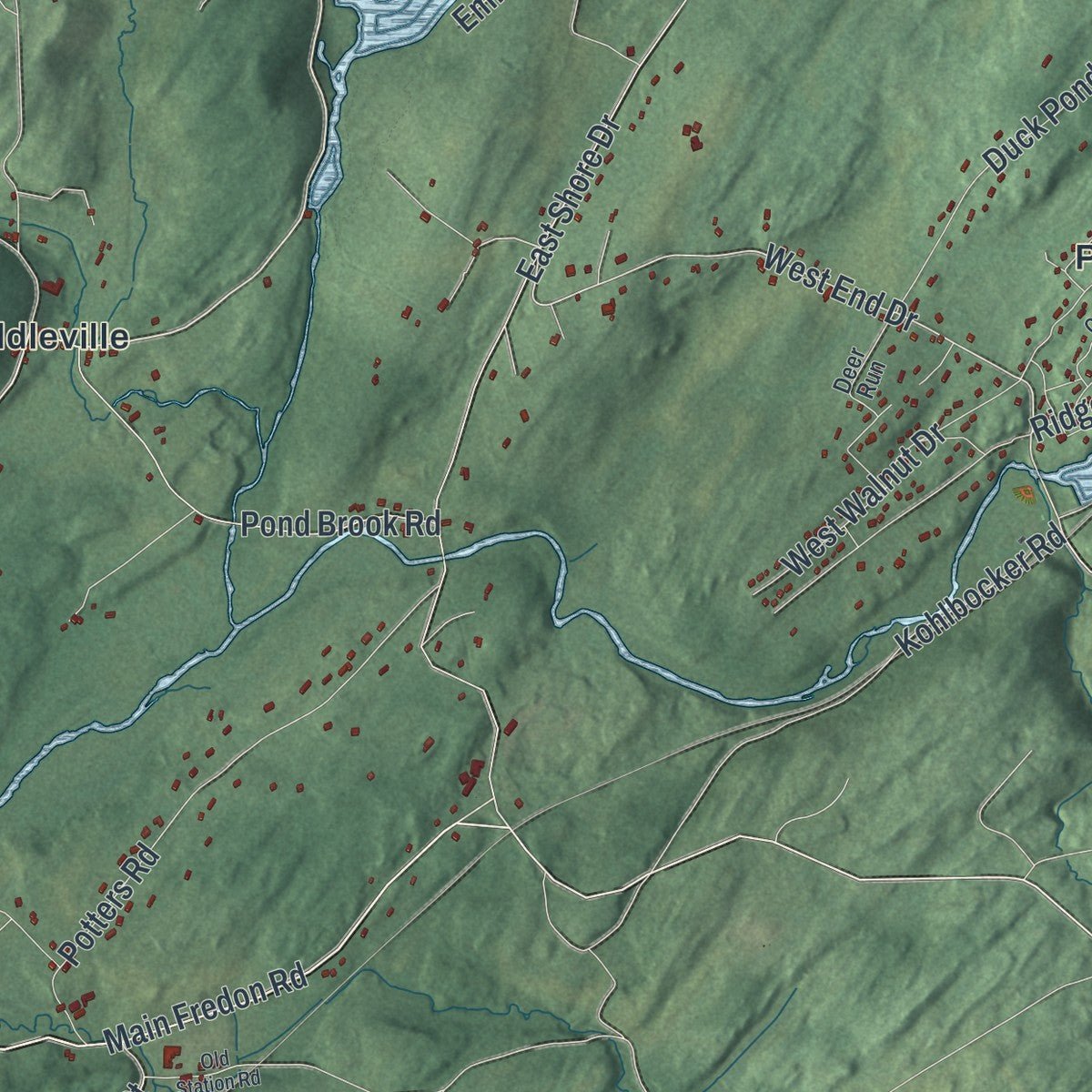 Second close-up of the map of Stillwater, New Jersey print showing more streets and buildings