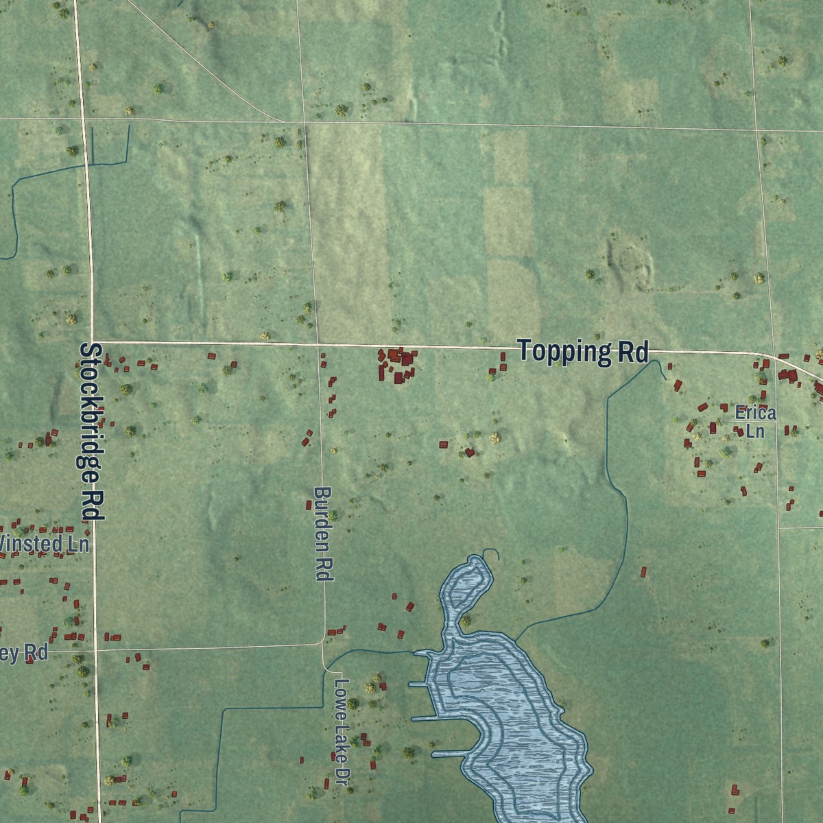 Second close-up of the map of Stockbridge, Ingham County, Michigan print showing more streets and buildings