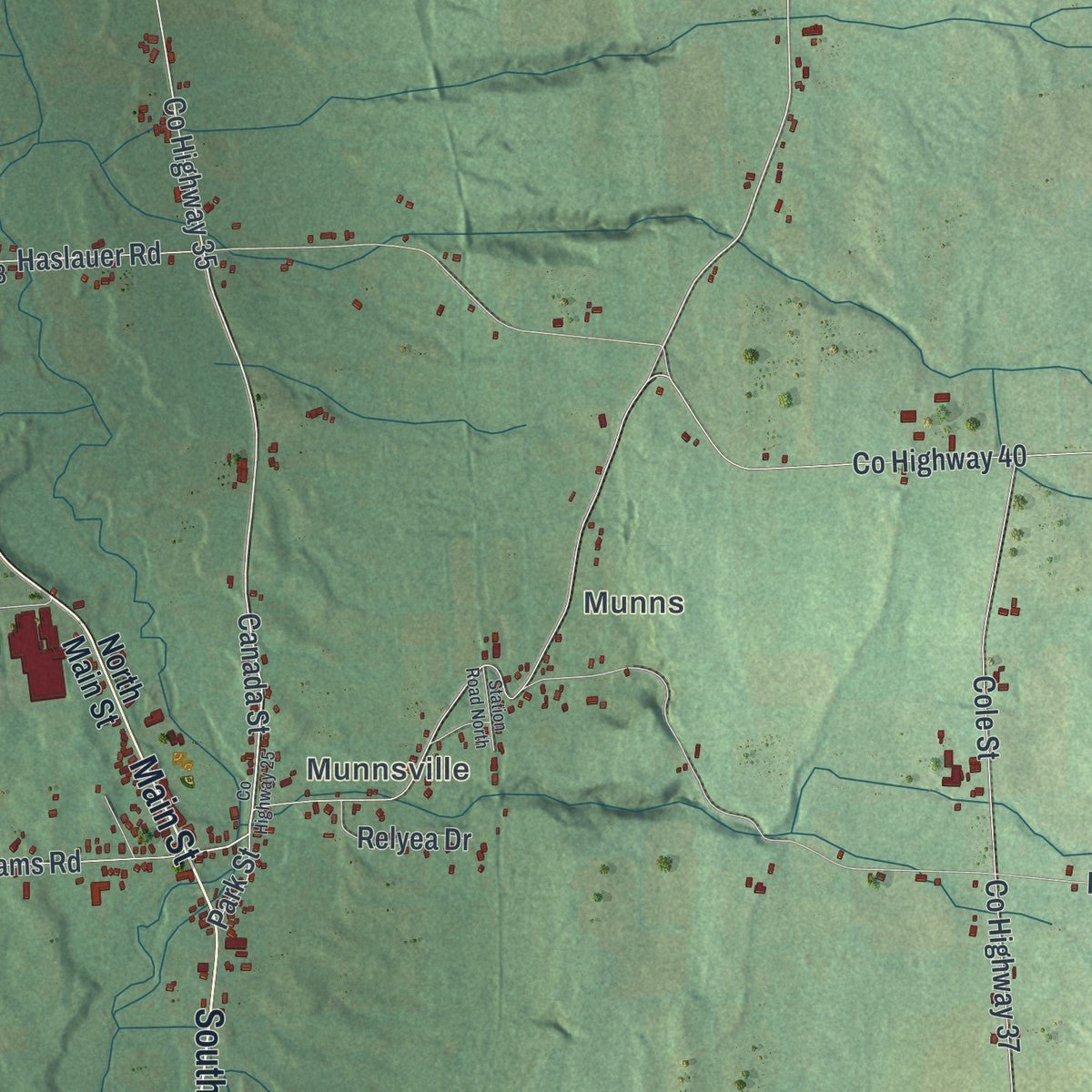 Second close-up of the map of Stockbridge, New York print showing more streets and buildings