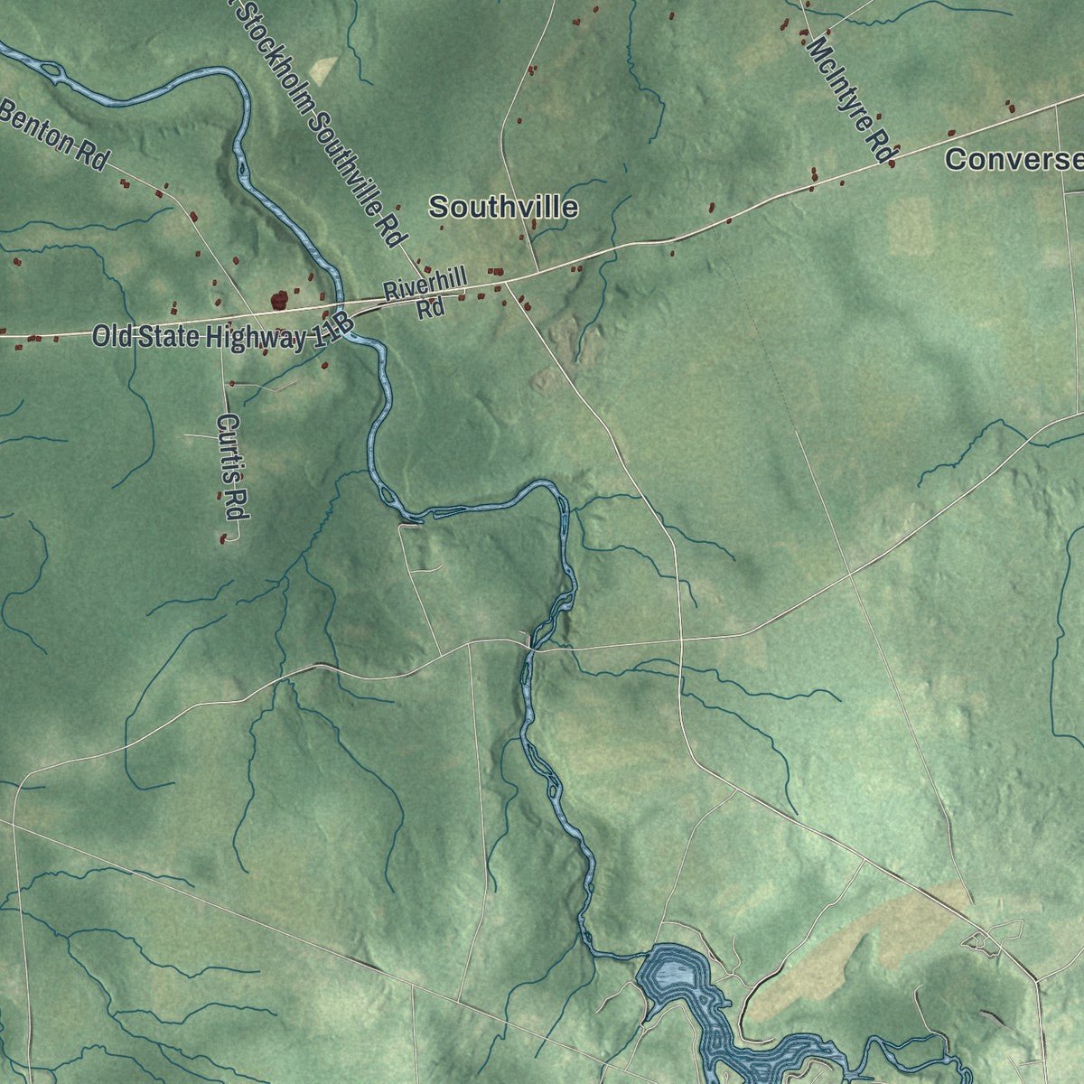 Second close-up of the map of Stockholm, New York print showing more streets and buildings
