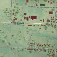 Second close-up of the map of Stockton, Missouri print showing more streets and buildings
