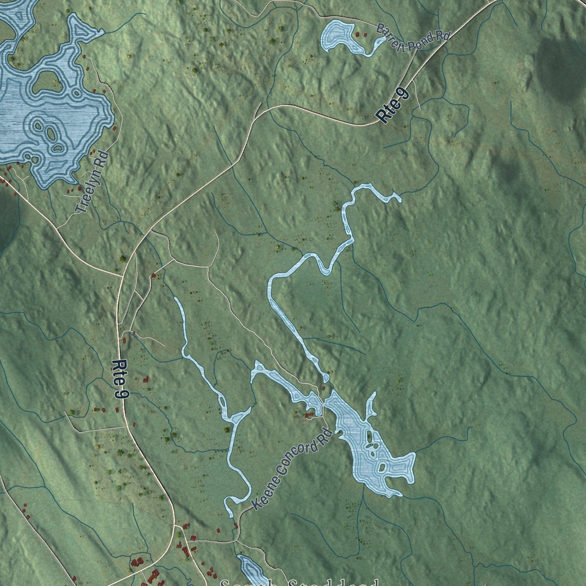 Second close-up of the map of Stoddard, New Hampshire print showing more streets and buildings