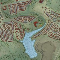 Second close-up of the map of Stone Oak, Texas print showing more streets and buildings