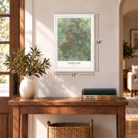 Stone Oak, Texas map, 12 x 18 inch print in a white frame in an entryway