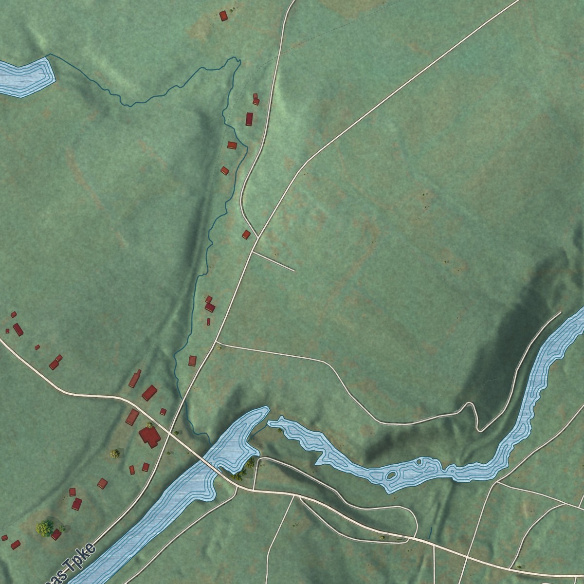 Second close-up of the map of Stone Ridge, New York print showing more streets and buildings