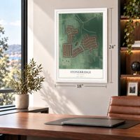 Stonebridge, New Jersey map, 18 x 24 inch print in a white frame in a home office
