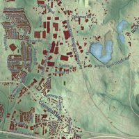 Second close-up of the map of Stonecrest, Georgia print showing more streets and buildings