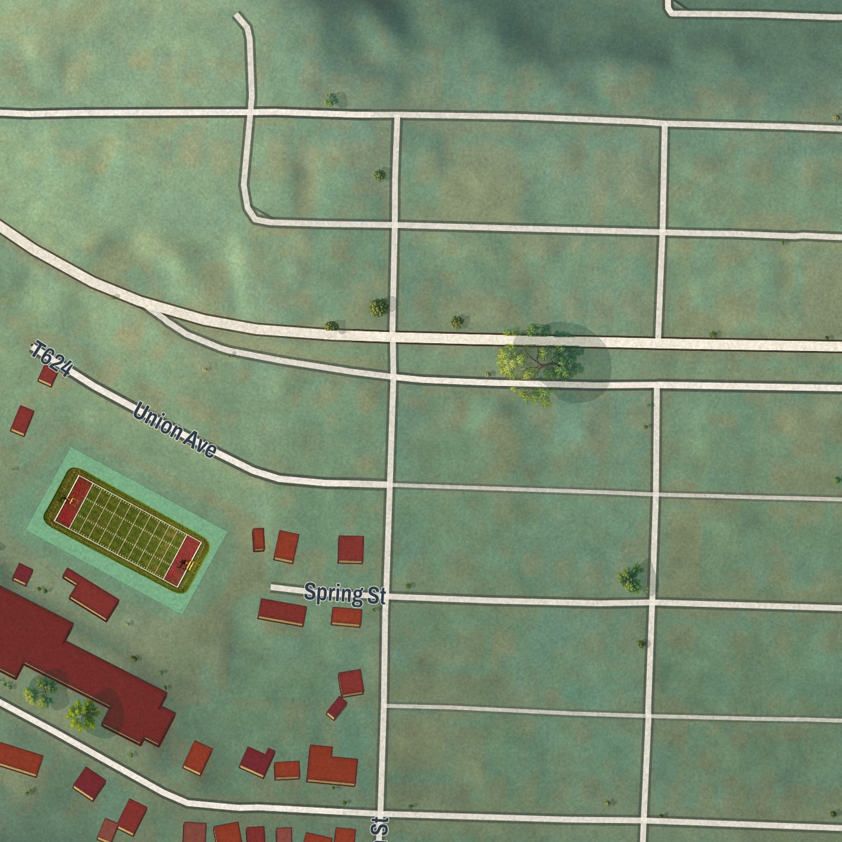 Second close-up of the map of Stonerstown, Pennsylvania print showing more streets and buildings