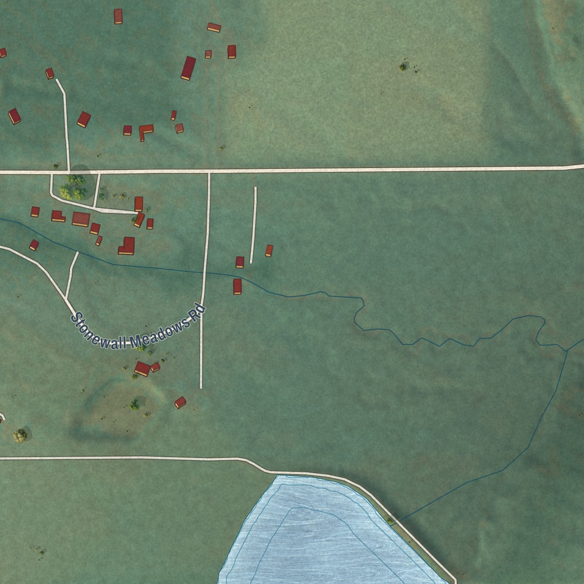 Second close-up of the map of Stonewall Gap, Colorado print showing more streets and buildings