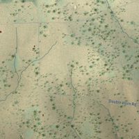 Second close-up of the map of Stonewall, Texas print showing more streets and buildings