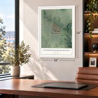 Stonewood-Pentwood-Winston, Maryland map, 18 x 24 inch print in a white frame in a home office