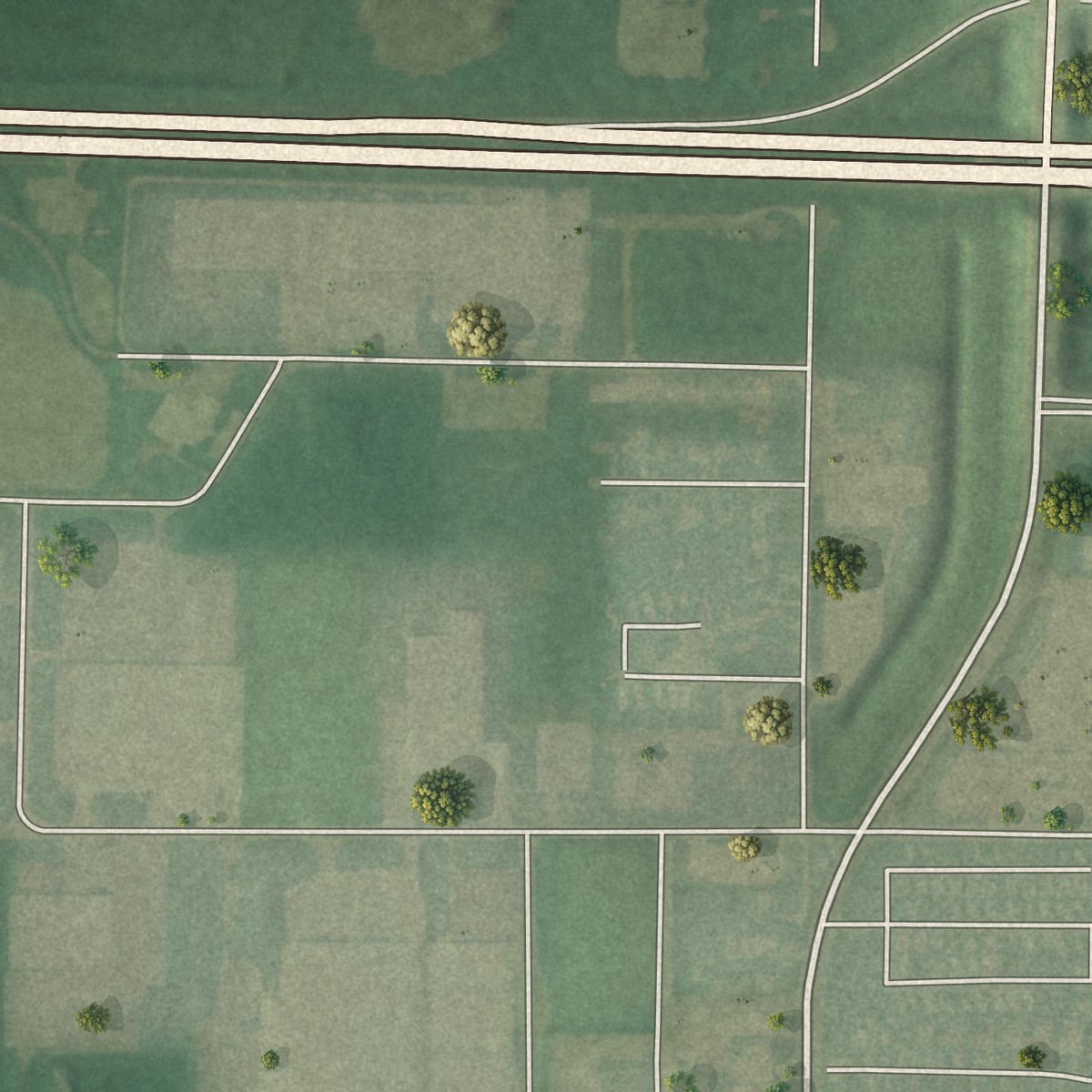 Second close-up of the map of Stony Prairie, Ohio print showing more streets and buildings
