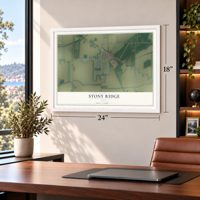 Stony Ridge, Ohio map, 18 x 24 inch print in a white frame in a home office