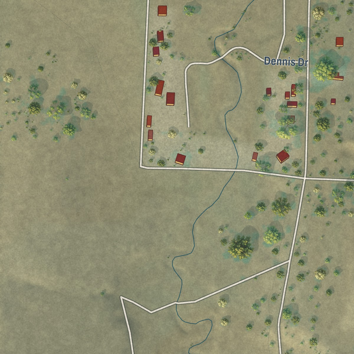 Second close-up of the map of Stonyford, California print showing more streets and buildings