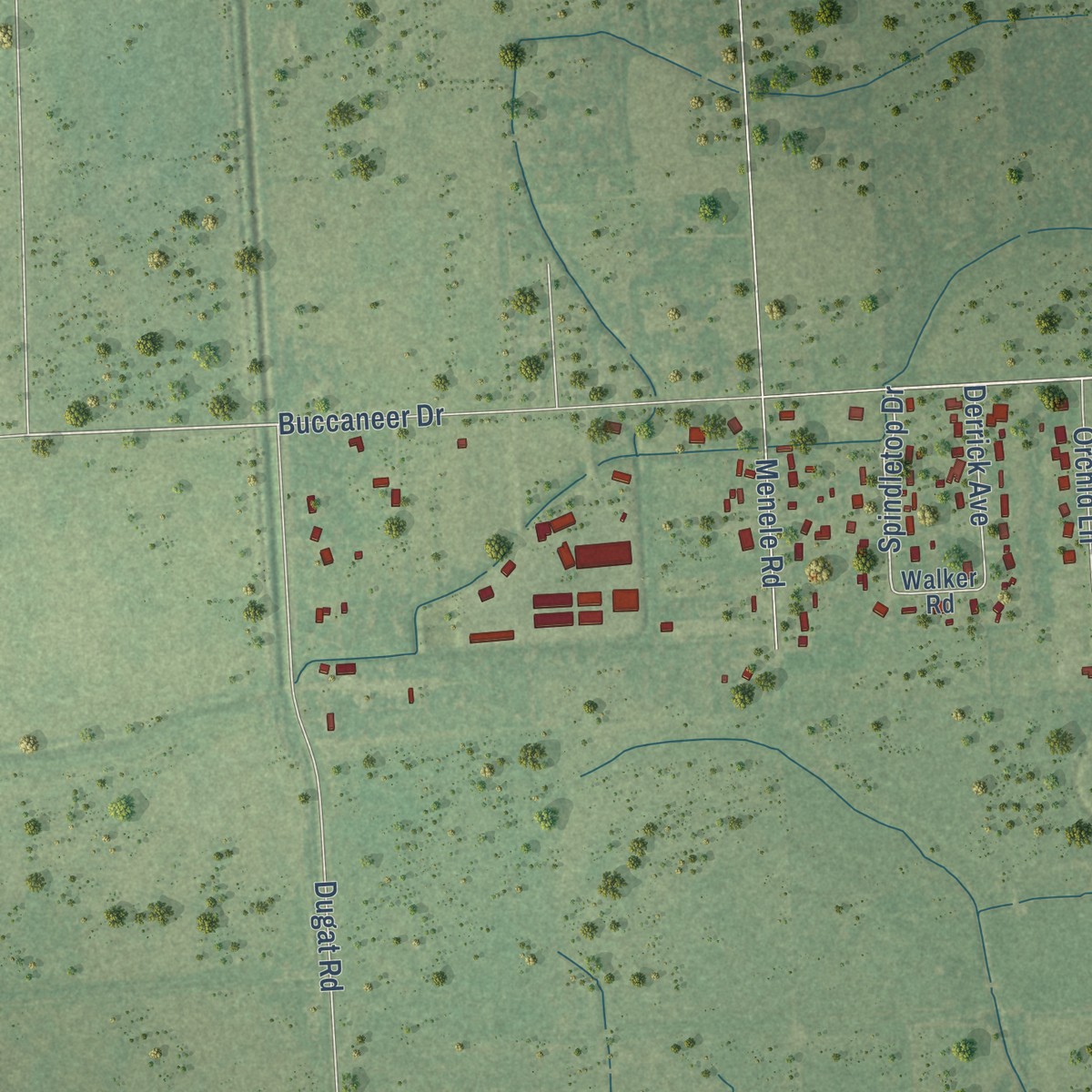 Second close-up of the map of Stowell, Texas print showing more streets and buildings