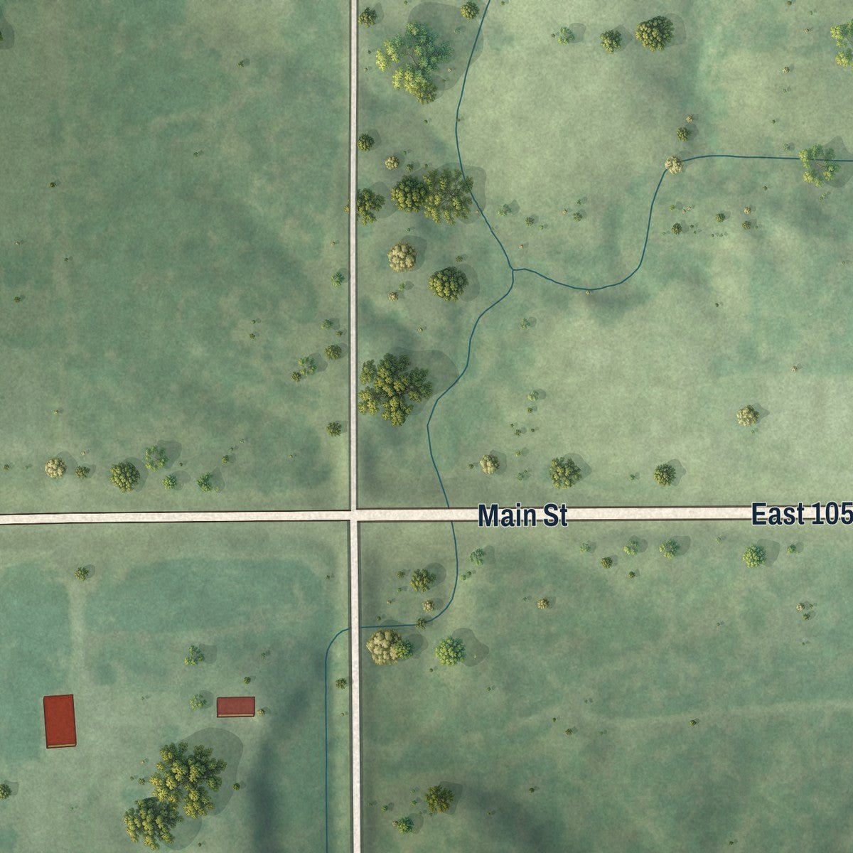 Second close-up of the map of Stoy, Illinois print showing more streets and buildings