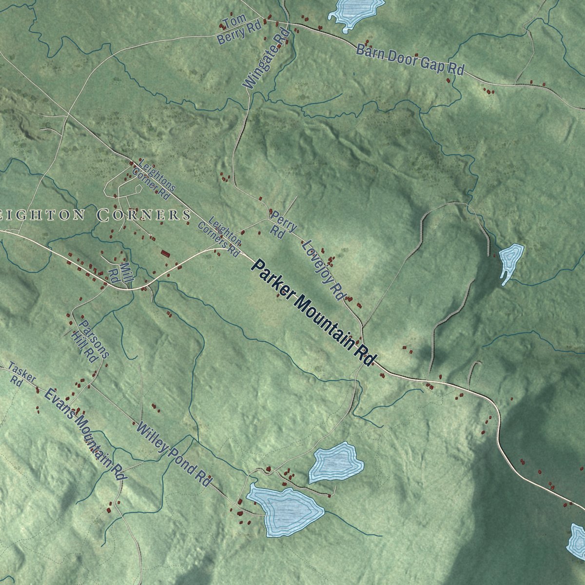 Second close-up of the map of Strafford, New Hampshire print showing more streets and buildings