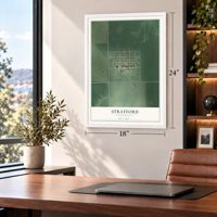 Stratford, South Dakota map, 18 x 24 inch print in a white frame in a home office