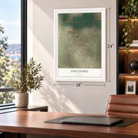 Stratford, Texas map, 18 x 24 inch print in a white frame in a home office