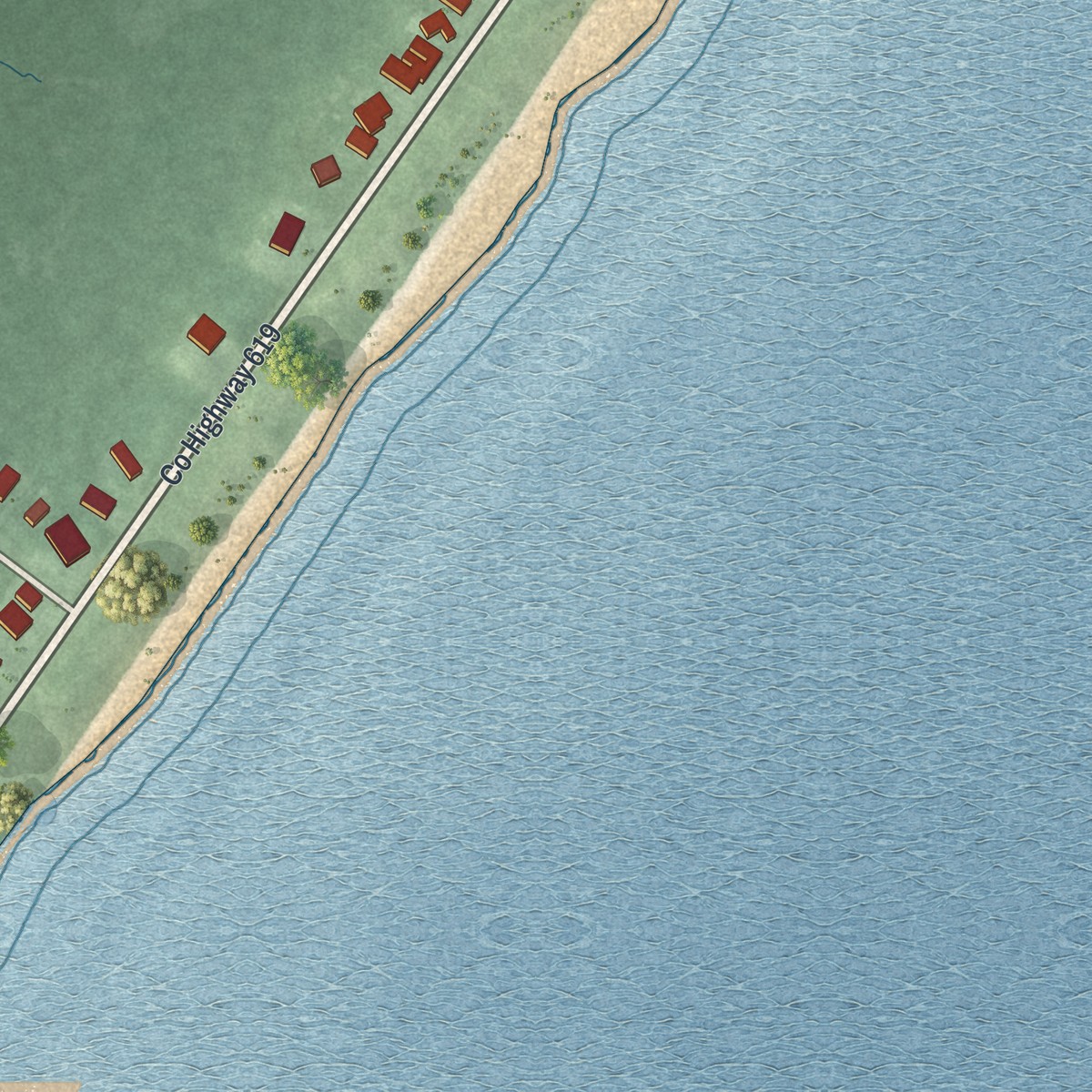 Second close-up of the map of Strathmere, New Jersey print showing more streets and buildings