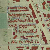 Second close-up of the map of Strathmore, California print showing more streets and buildings