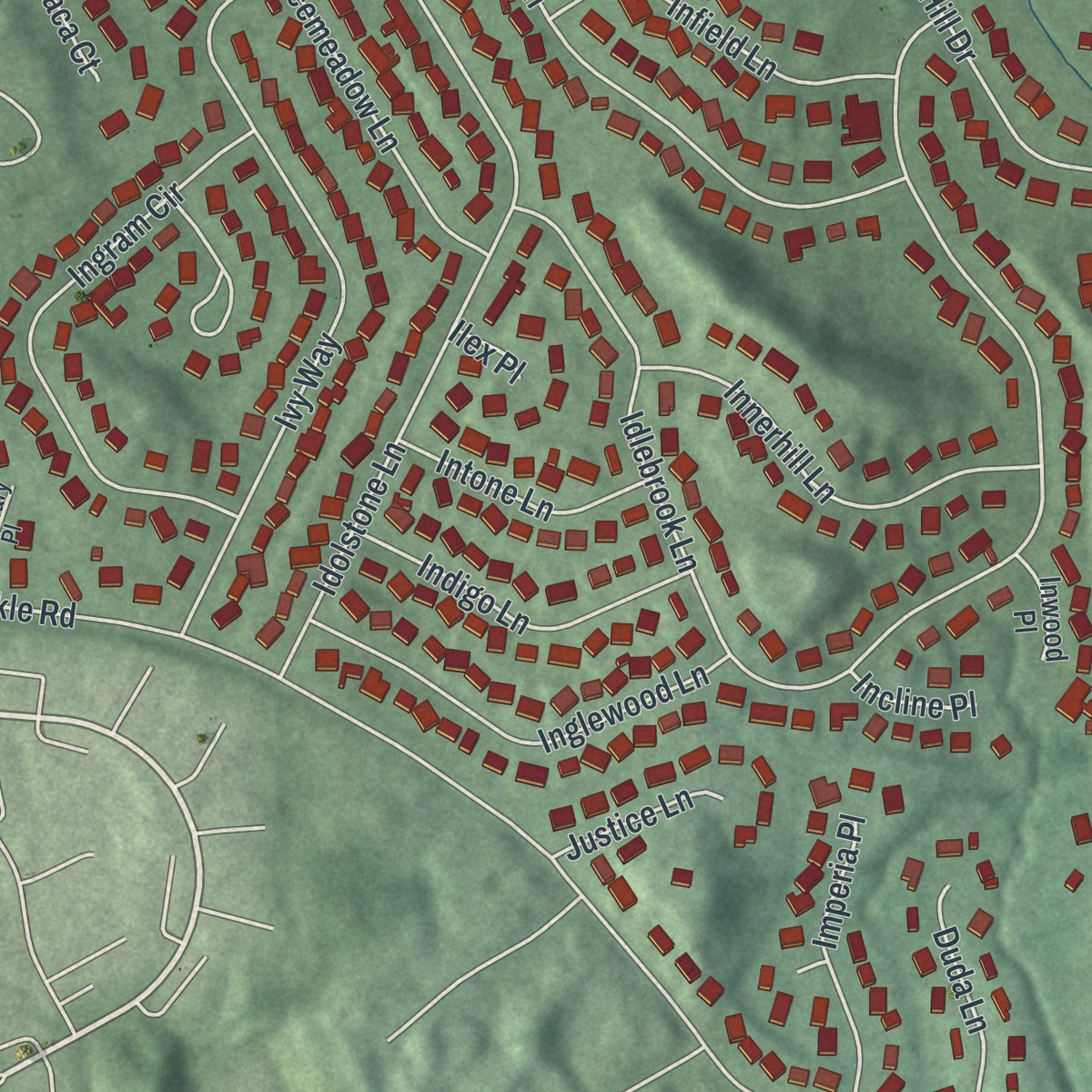 Second close-up of the map of Strathmore, New Jersey print showing more streets and buildings