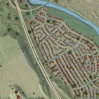 Second close-up of the map of Stratmoor, Colorado print showing more streets and buildings