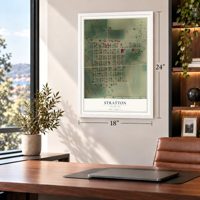Stratton, Colorado map, 18 x 24 inch print in a white frame in a home office