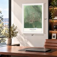Stratton, Nebraska map, 18 x 24 inch print in a white frame in a home office