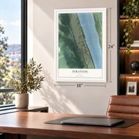 Stratton, Ohio map, 18 x 24 inch print in a white frame in a home office