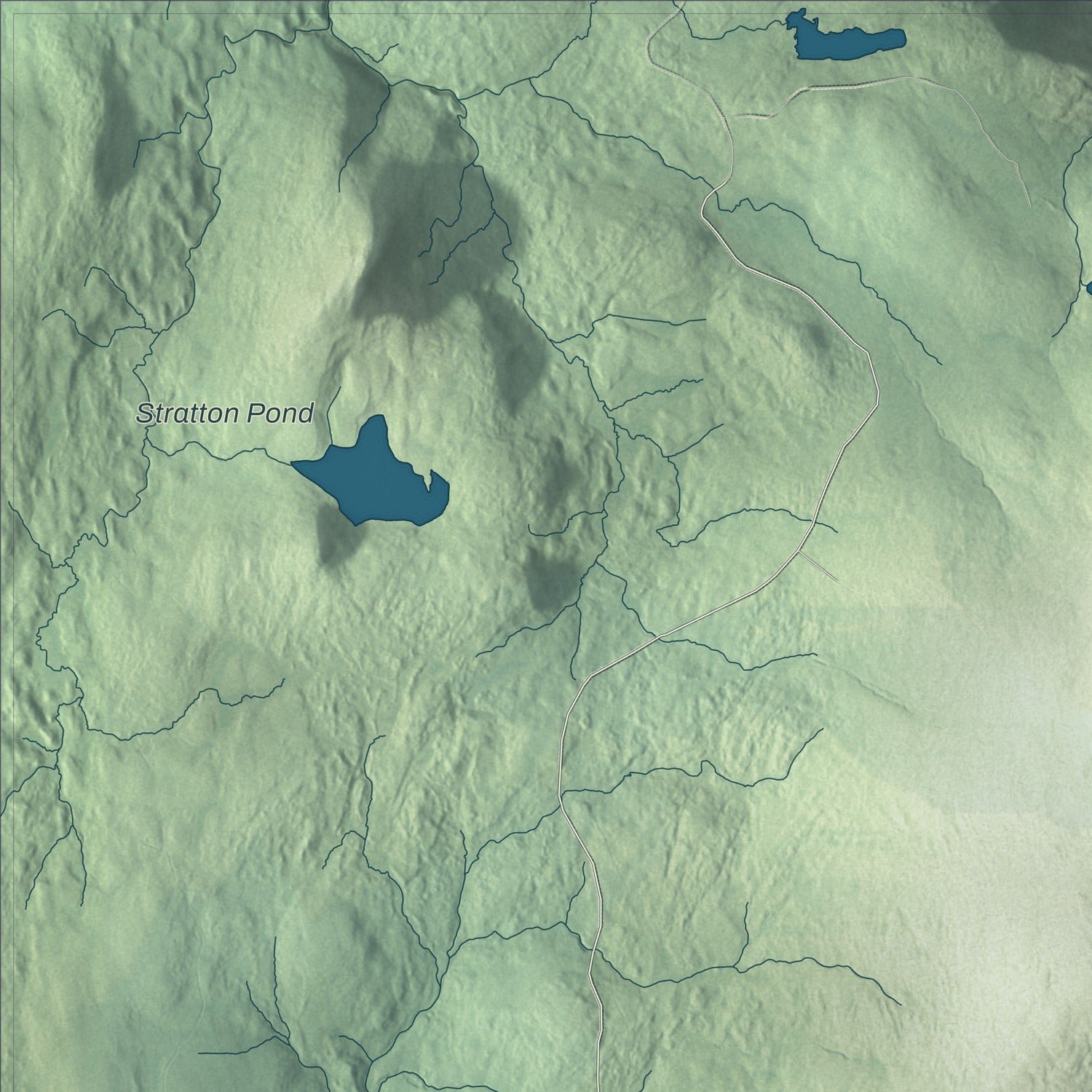 Close-up of the map of Stratton, Vermont print showing terrain and local geography