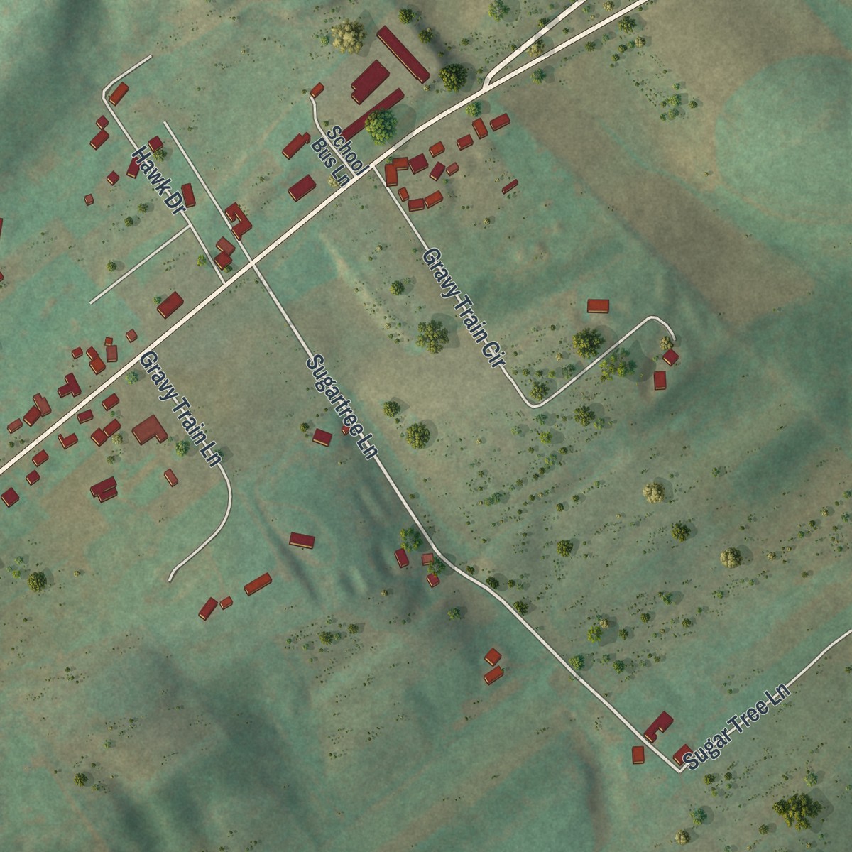 Second close-up of the map of Strodes Mills, Pennsylvania print showing more streets and buildings