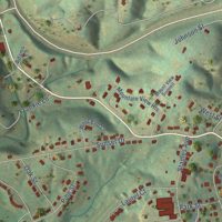 Second close-up of the map of Stuart, Virginia print showing more streets and buildings