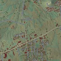 Second close-up of the map of Stuarts Draft, Virginia print showing more streets and buildings