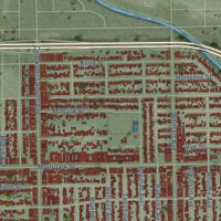 Second close-up of the map of Studio City, California print showing more streets and buildings
