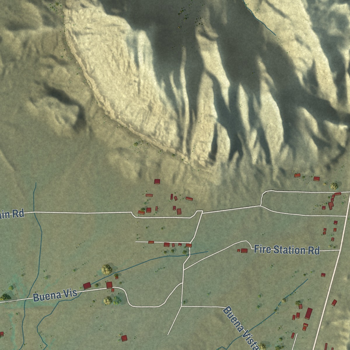 Second close-up of the map of Study Butte, Texas print showing more streets and buildings