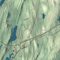 Close-up of the map of Sturbridge, Massachusetts print showing terrain and local geography